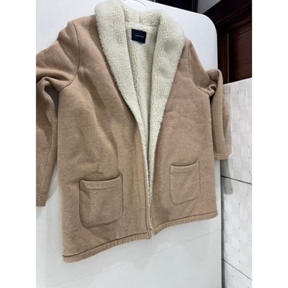 "LANDS END" Sherpa Lined Open Front Cardigan Snuggle Cozy Pj Cover Up Warm Night - Picture 4 of 9